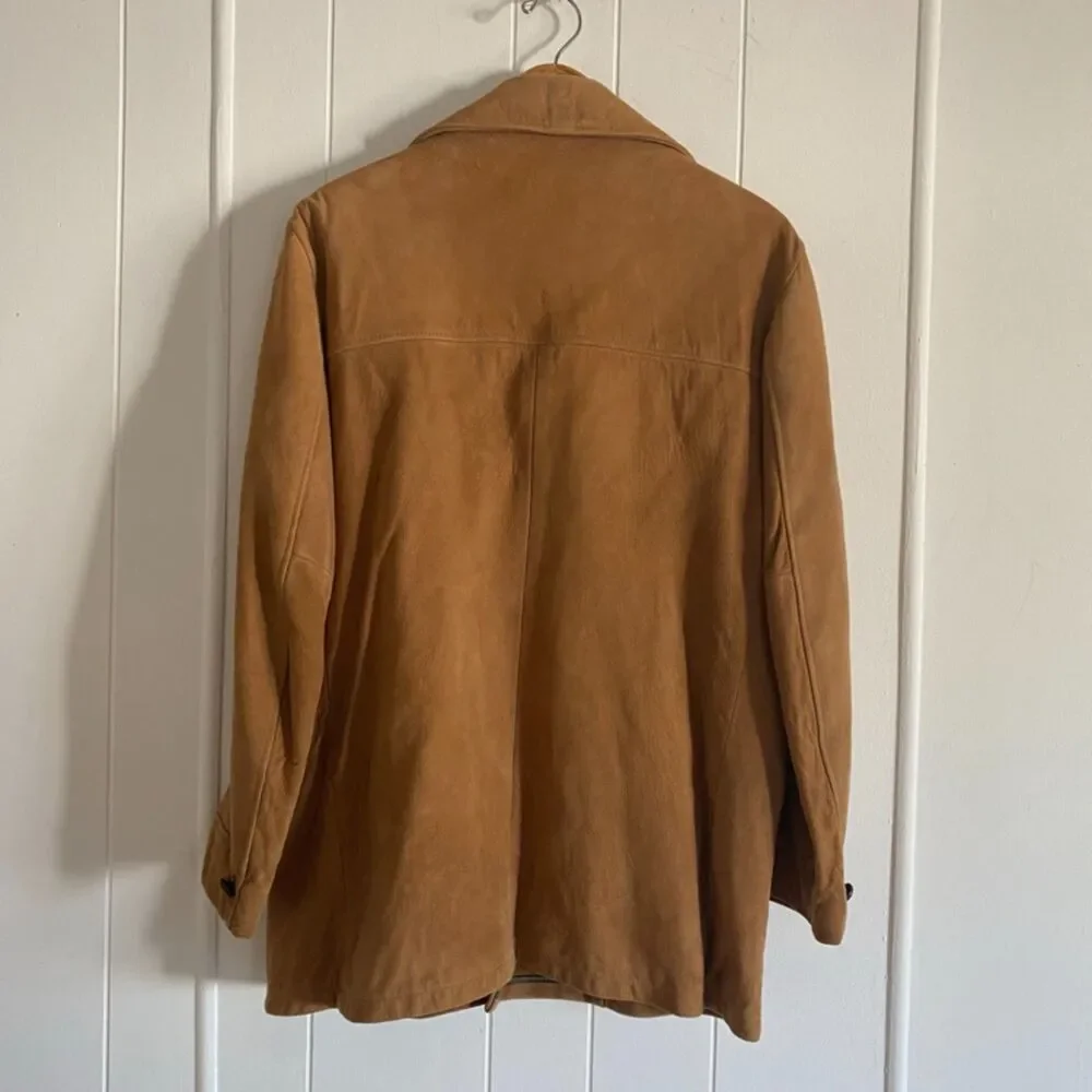 VTG 70s Van Heusen Tan Suede Jacket Coat Removable Fur Size 44